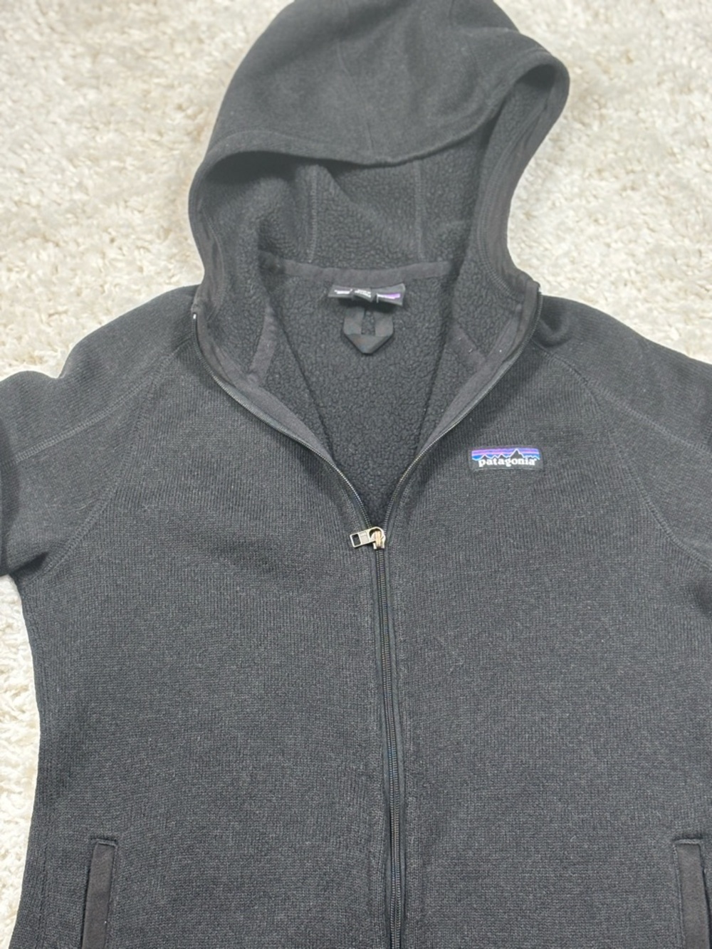 Patagonia Better Sweater Knit Fleece Hoody Black Full Zip Jacket Women’s M - Picture 2 of 9